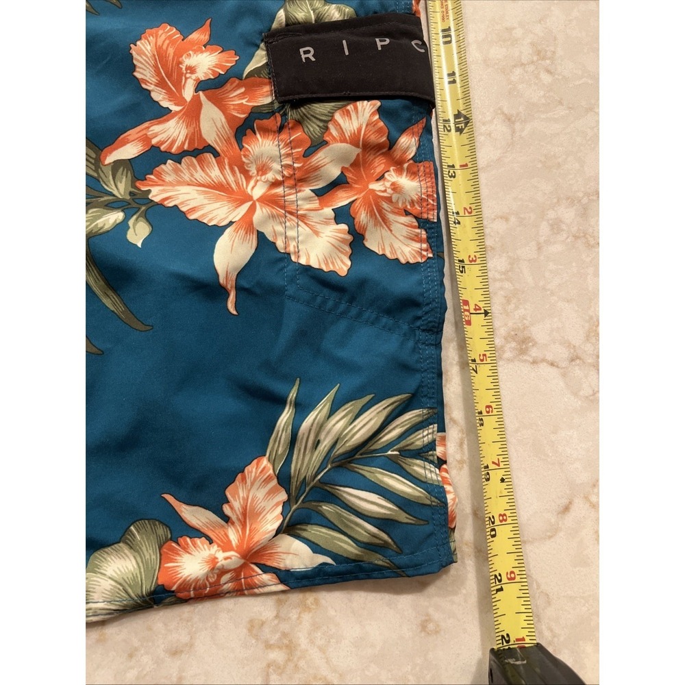 Rip curl Hawaiian Board Shorts Mens‎ Size 32 Blue Tropical Beach Swim Trunks - Picture 9 of 15